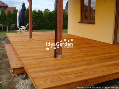 Deska tarasowa Garapa 21x145 [mm] - dł. 2,14 m (drobny ryfel i gładka)