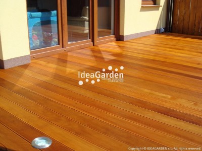 Deska tarasowa Garapa 21x145 [mm] - dł. 2,14 m (drobny ryfel i gładka)