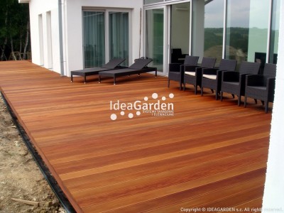 Deska tarasowa Garapa 21x145 [mm] - dł. 2,14 m (drobny ryfel i gładka)