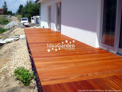 Deska tarasowa Garapa 21x145 [mm] - dł. 4,57 m (drobny ryfel i gładka)