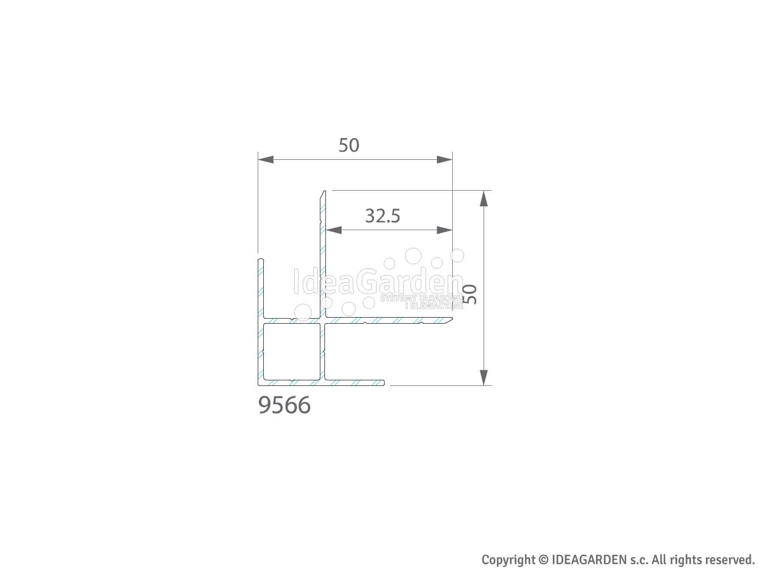 Uniwersalny narożnik zewnętrzny lub wewnętrzny 50x50 [mm] (kolor czarny) - dł. 3,0 m - 9566