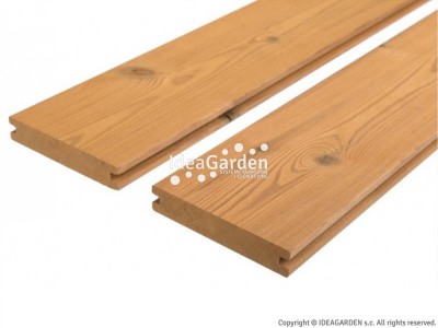 Deska tarasowa Thermo Sosna Skandynawska 26x140 [mm] - dł. 3,6 m (gładka) - D4sg